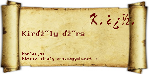 Király Örs névjegykártya