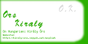 ors kiraly business card